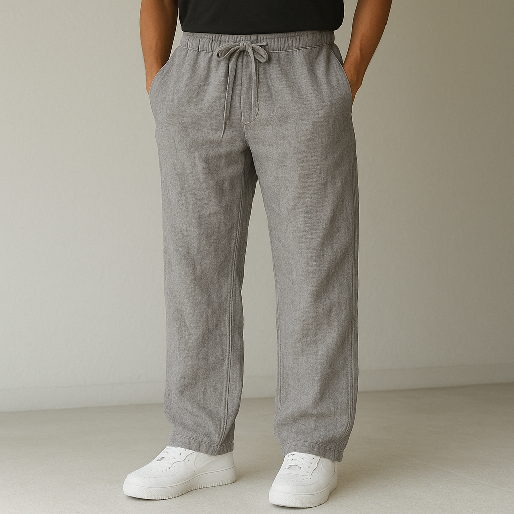 Men's Drawstring Relaxed Fit Wide Leg Casual Trousers