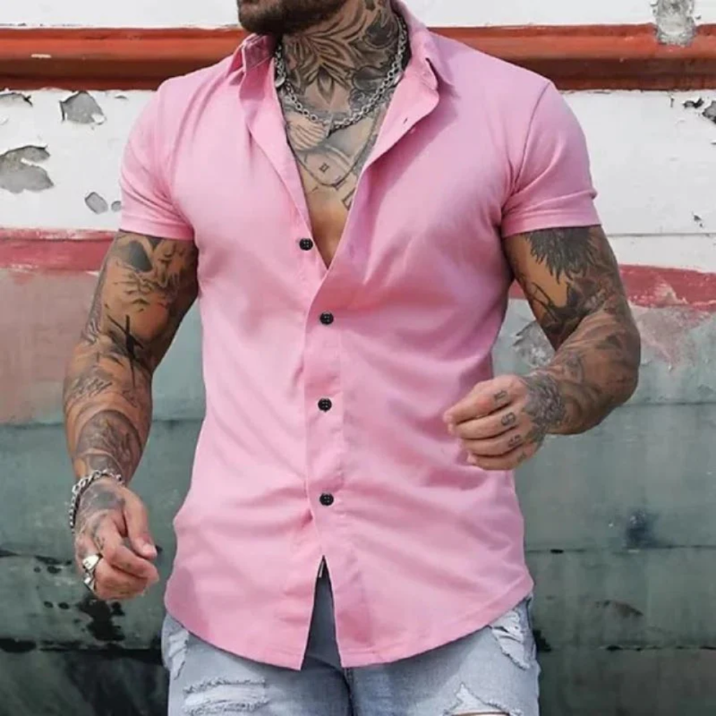 Men's Slim Fit Short Sleeve Shirt Smart Summer Shirt