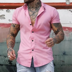 Men's Slim Fit Short Sleeve Shirt Smart Summer Shirt