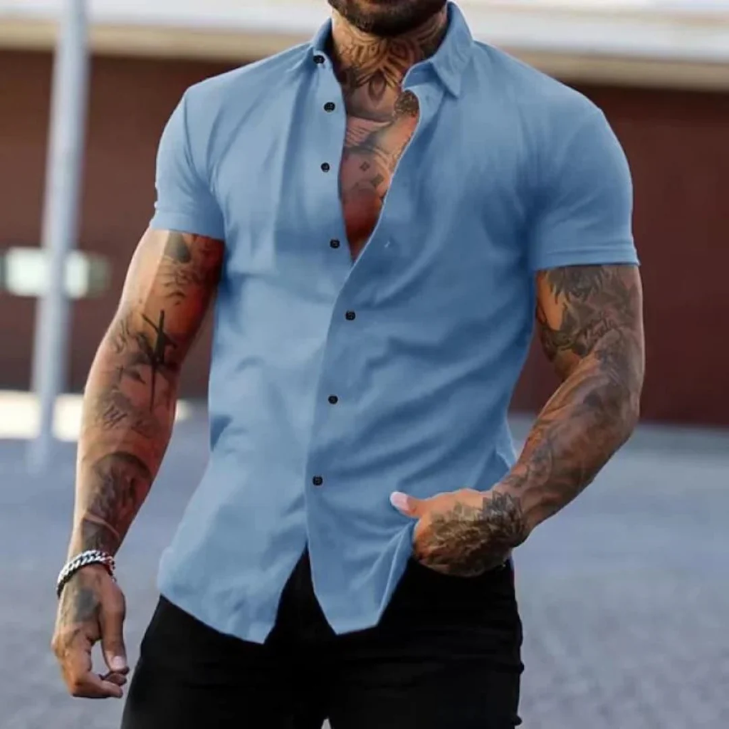 Men's Slim Fit Short Sleeve Shirt Smart Summer Shirt