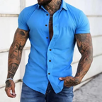 Men's Slim Fit Short Sleeve Shirt Smart Summer Shirt
