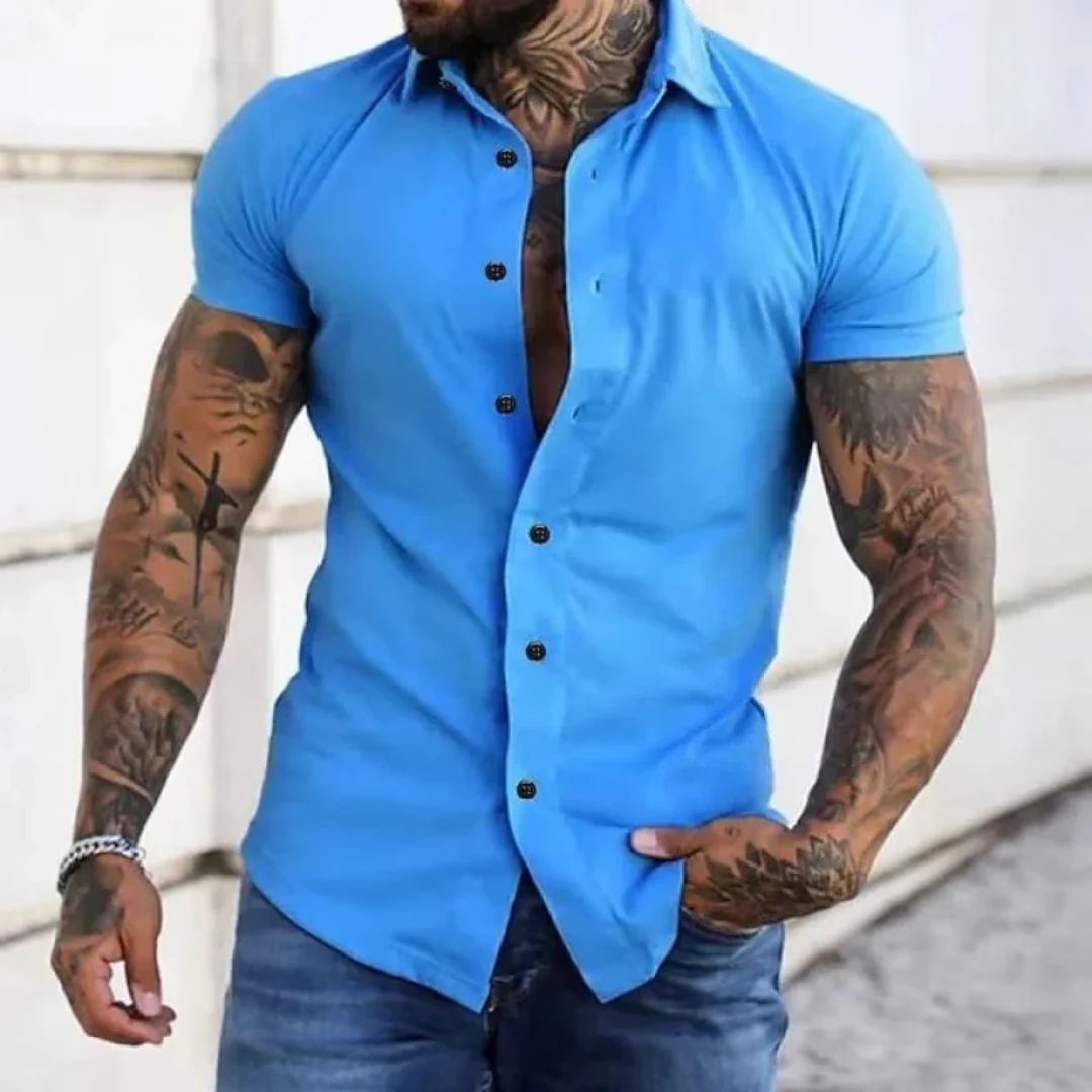 Men's Slim Fit Short Sleeve Shirt Smart Summer Shirt