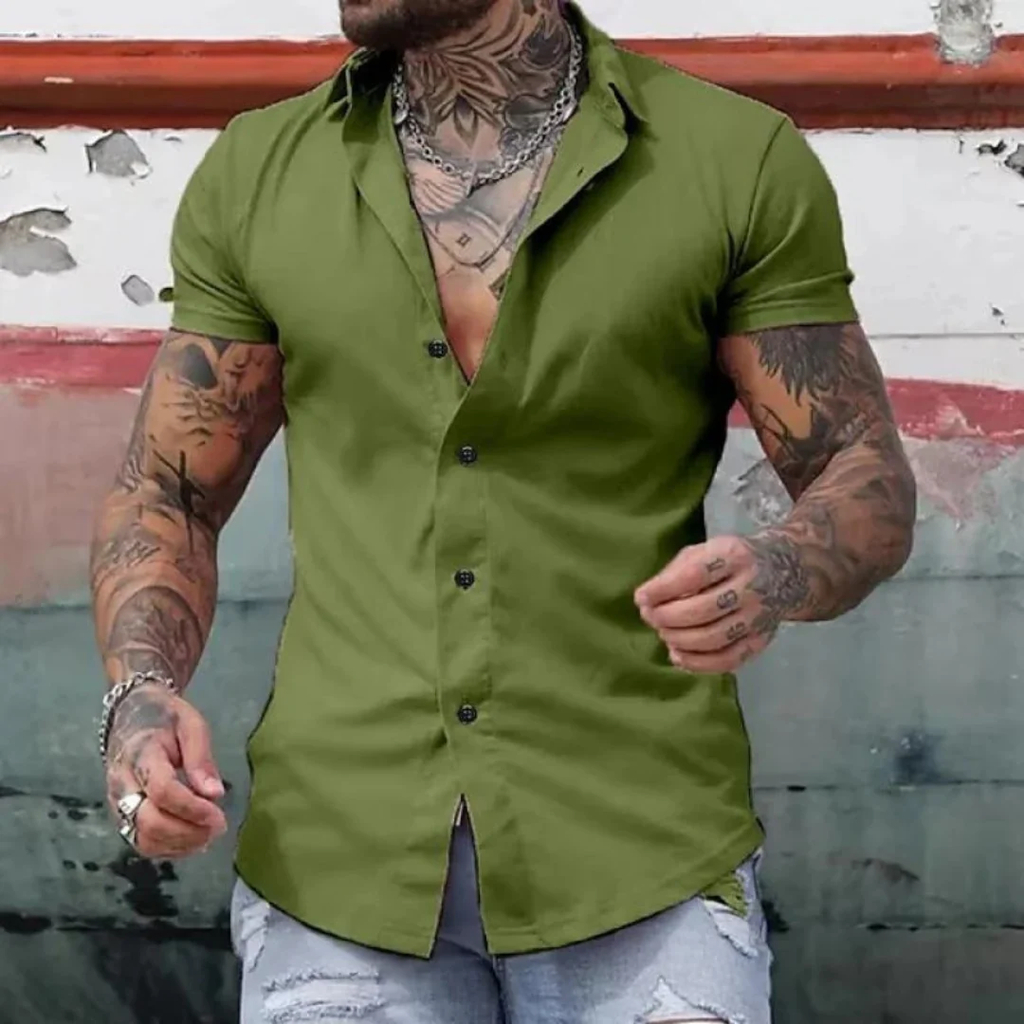 Men's Slim Fit Short Sleeve Shirt Smart Summer Shirt