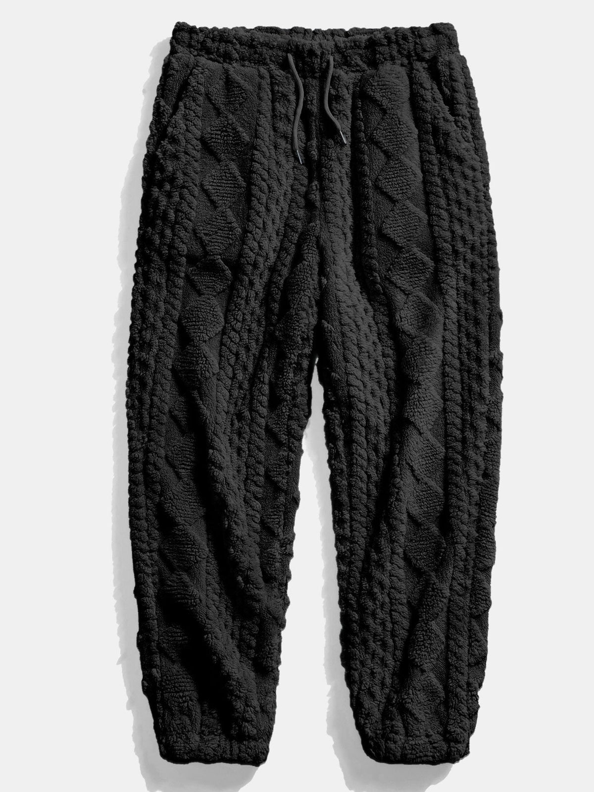 Men's Textured Teddy Tracksuit Relaxed Hoodie and Joggers