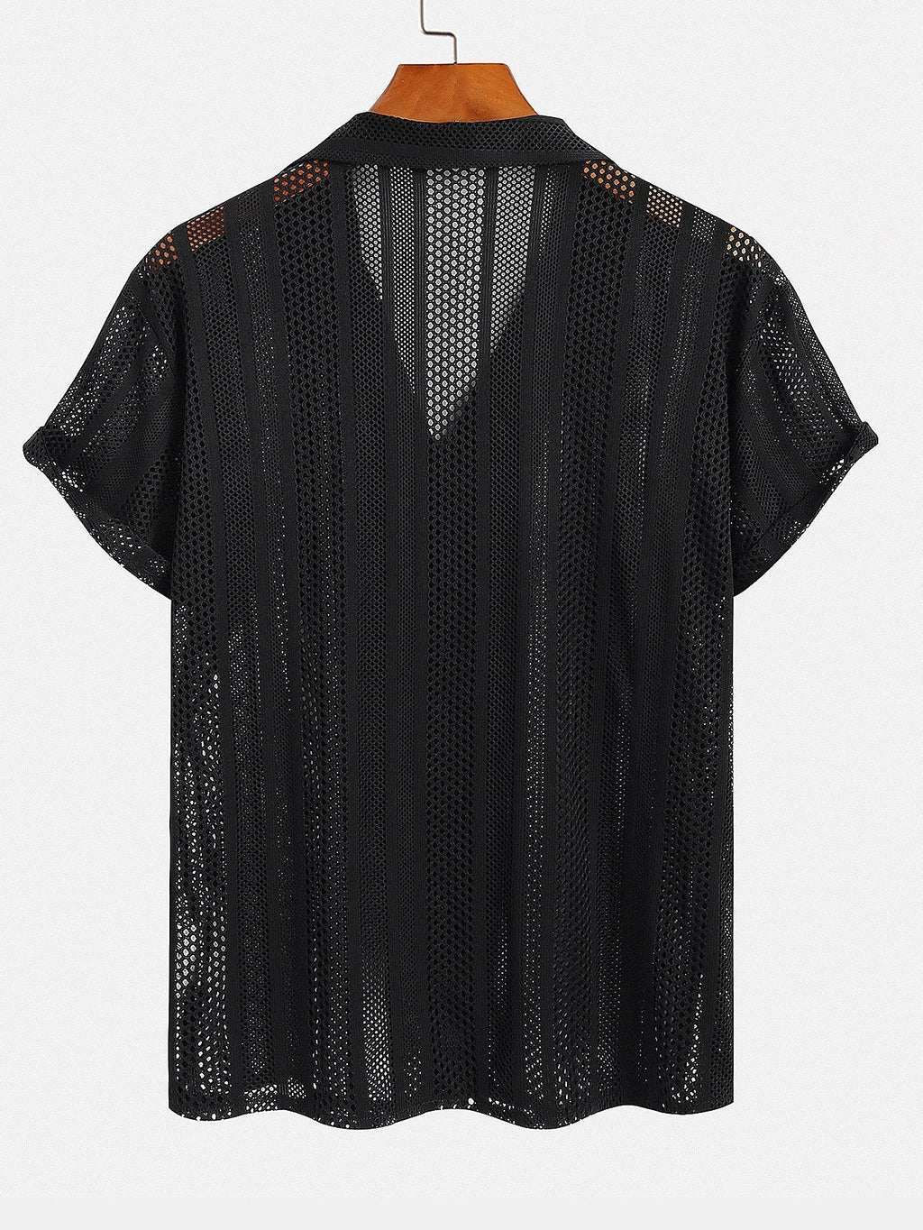 Men's Airy Mesh Shirt and Linen Blend Trousers Lightweight