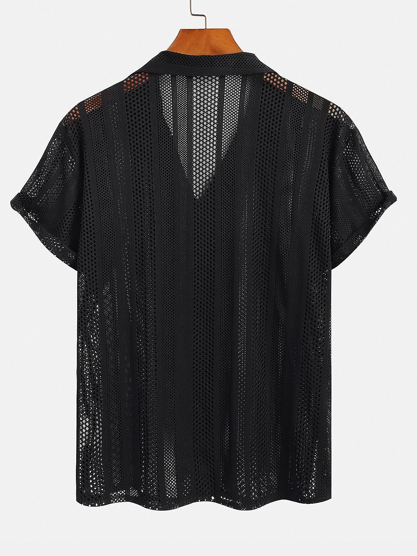Men's Airy Mesh Shirt and Linen Blend Trousers Lightweight