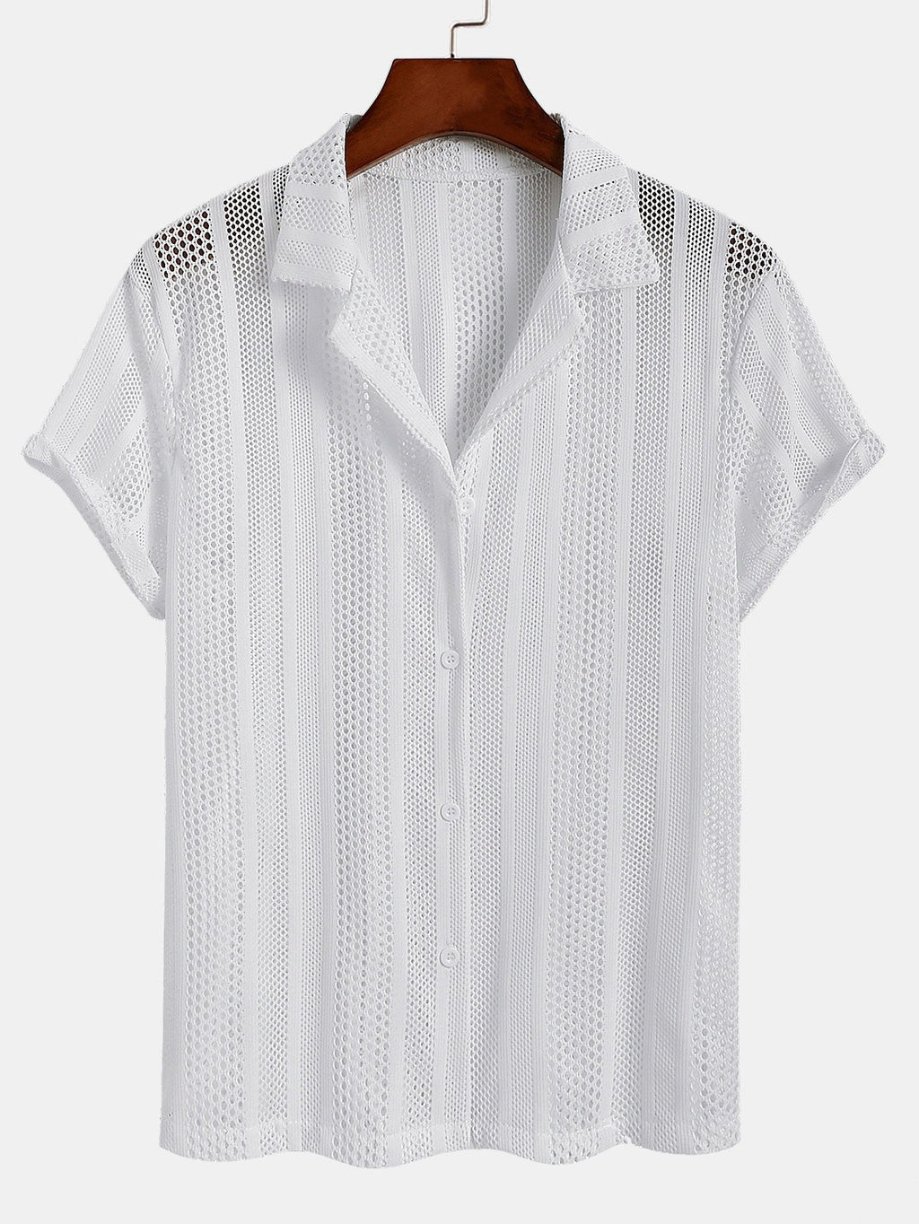 Men's Airy Mesh Shirt and Linen Blend Trousers Lightweight