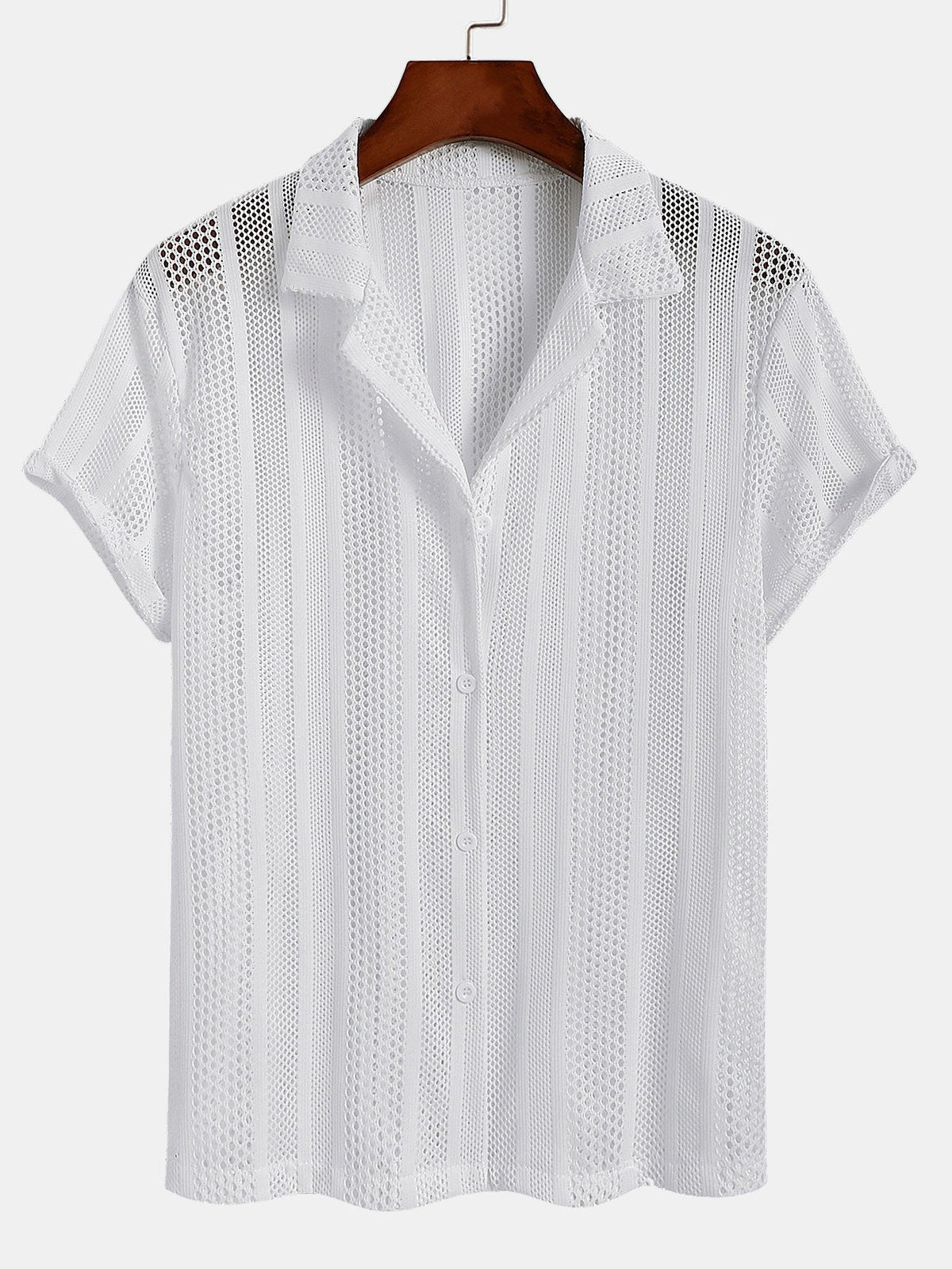 Men's Airy Mesh Shirt and Linen Blend Trousers Lightweight