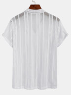 Men's Airy Mesh Shirt and Linen Blend Trousers Lightweight