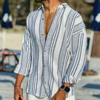 Men's Vintage Striped Shirt Lightweight Summer Casual Top Elegant