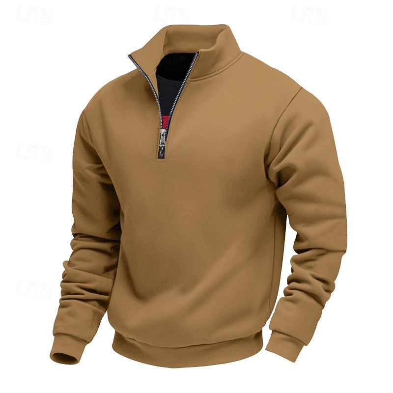 Women's Plain Relaxed Zip Neck Everyday Pullover