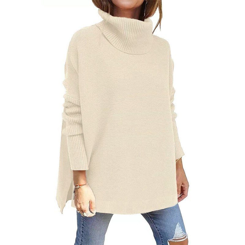 Women's Past-the-Hip Vertical Rib Turtleneck Sweater - Beige