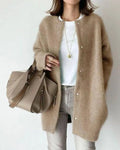 Women's Relaxed Wool Cardigan with Deep Patch Pockets – Khaki