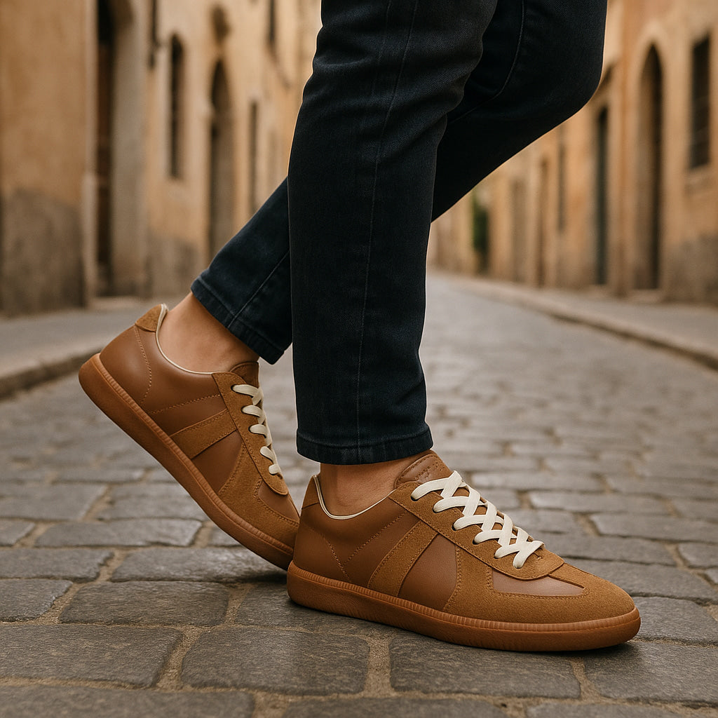 Men's Retro Panel Lace Up Low Top Sneakers