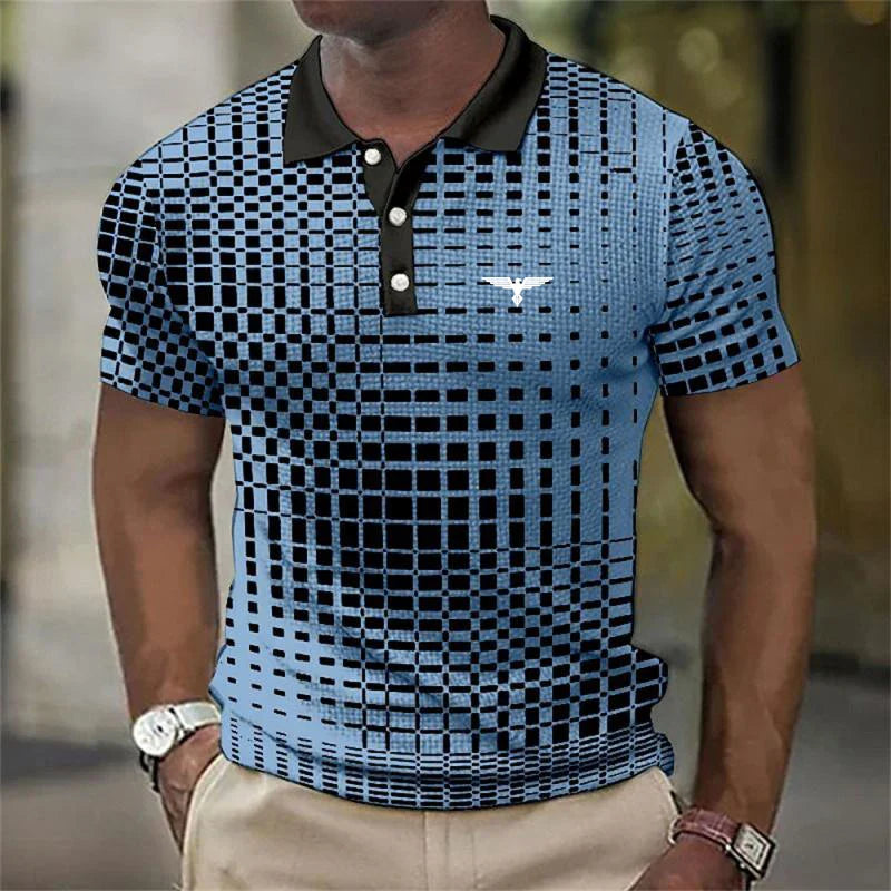 Men's Printed Contrast Collar Slim Fit Polo Shirt