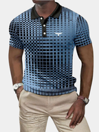 Men's Printed Contrast Collar Slim Fit Polo Shirt