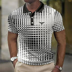 Men's Printed Contrast Collar Slim Fit Polo Shirt
