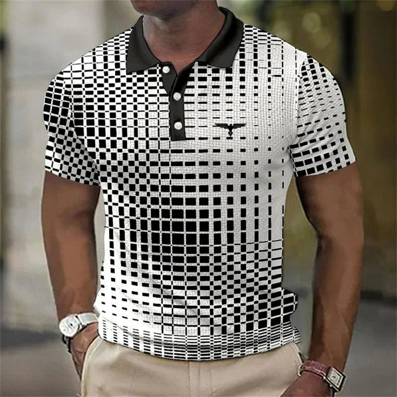 Men's Printed Contrast Collar Slim Fit Polo Shirt