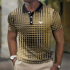 Men's Printed Contrast Collar Slim Fit Polo Shirt