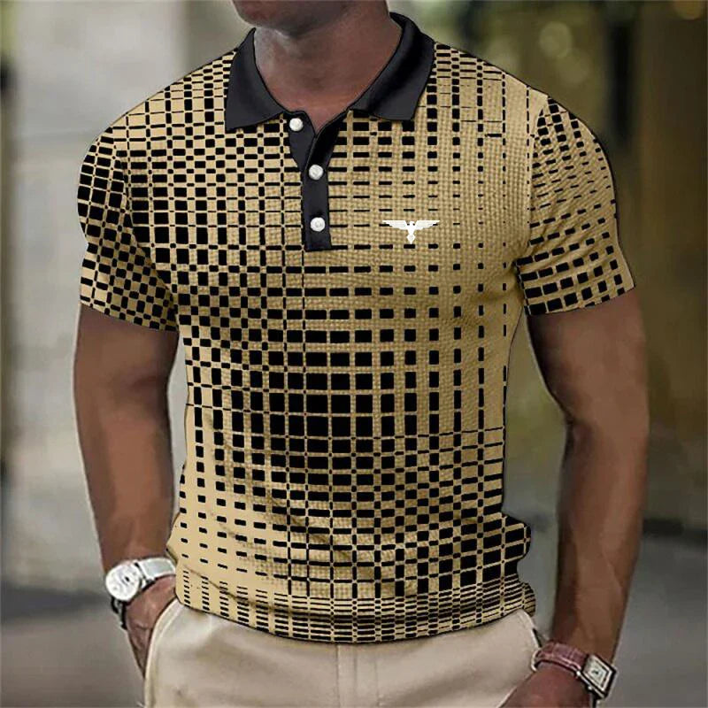 Men's Printed Contrast Collar Slim Fit Polo Shirt