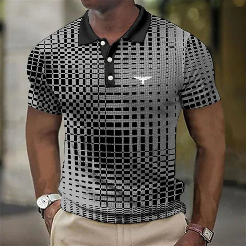 Men's Printed Contrast Collar Slim Fit Polo Shirt