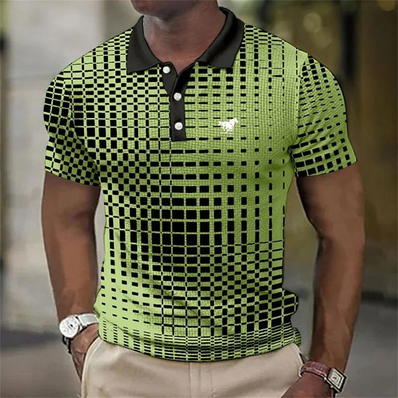 Men's Printed Contrast Collar Slim Fit Polo Shirt