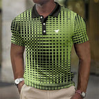 Men's Printed Contrast Collar Slim Fit Polo Shirt