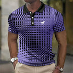 Men's Printed Contrast Collar Slim Fit Polo Shirt