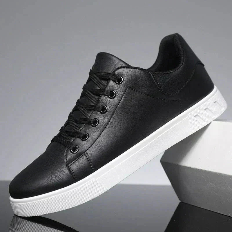 Men's Leather Low Top Trainers Classic Smart Casual Everyday