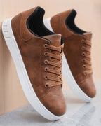 Men's Leather Low Top Trainers Classic Smart Casual Everyday