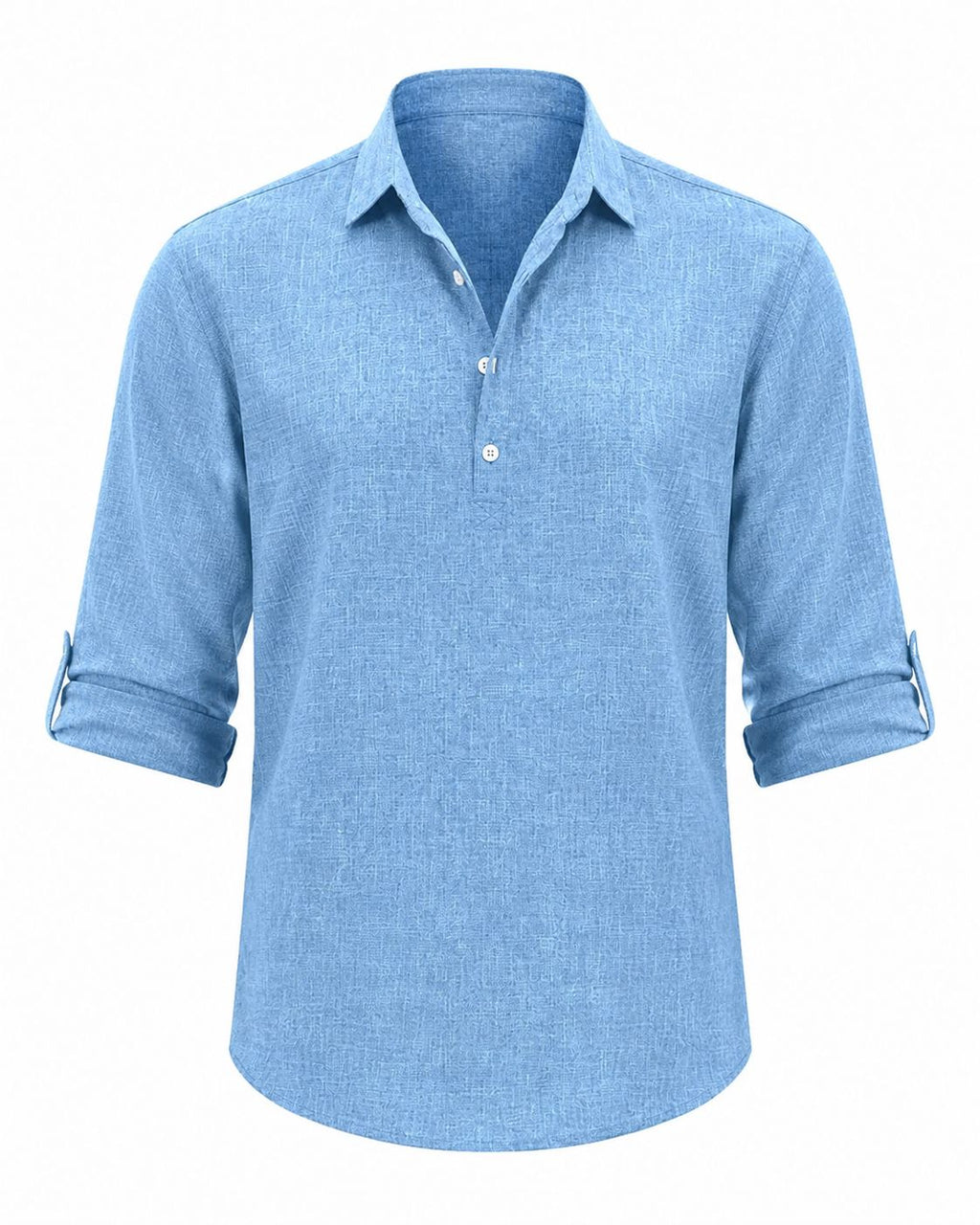 Men's Cotton Popover Shirt Breathable Roll Sleeve Top