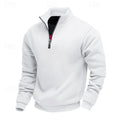 Women's Plain Relaxed Zip Neck Everyday Pullover - White