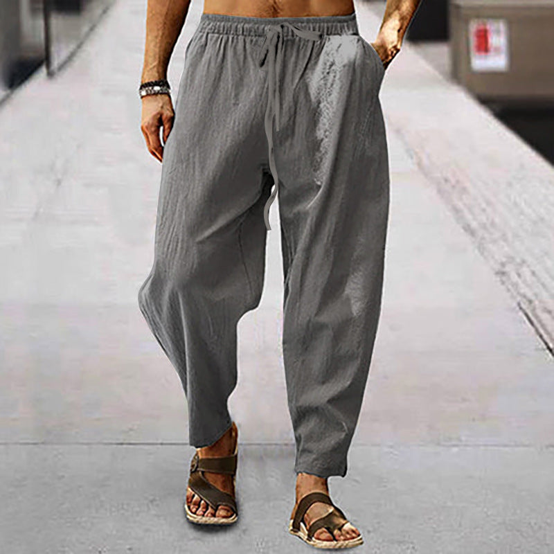 Men's Drawstring Relaxed Fit Lightweight Tapered Summer Trousers