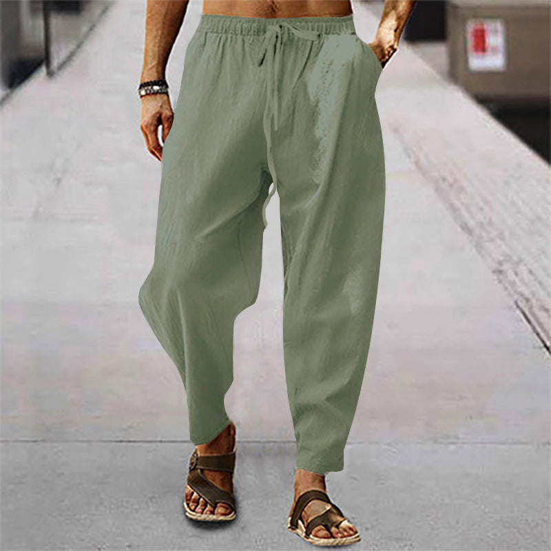 Men's Drawstring Relaxed Fit Lightweight Tapered Summer Trousers