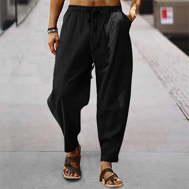Men's Drawstring Relaxed Fit Lightweight Tapered Summer Trousers