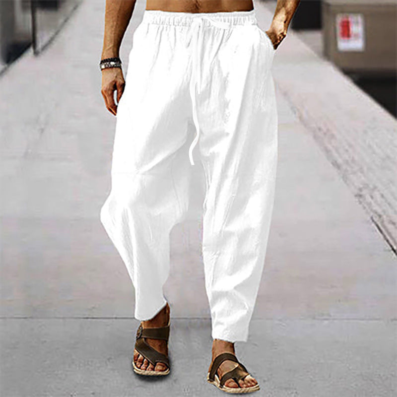 Men's Drawstring Relaxed Fit Lightweight Tapered Summer Trousers