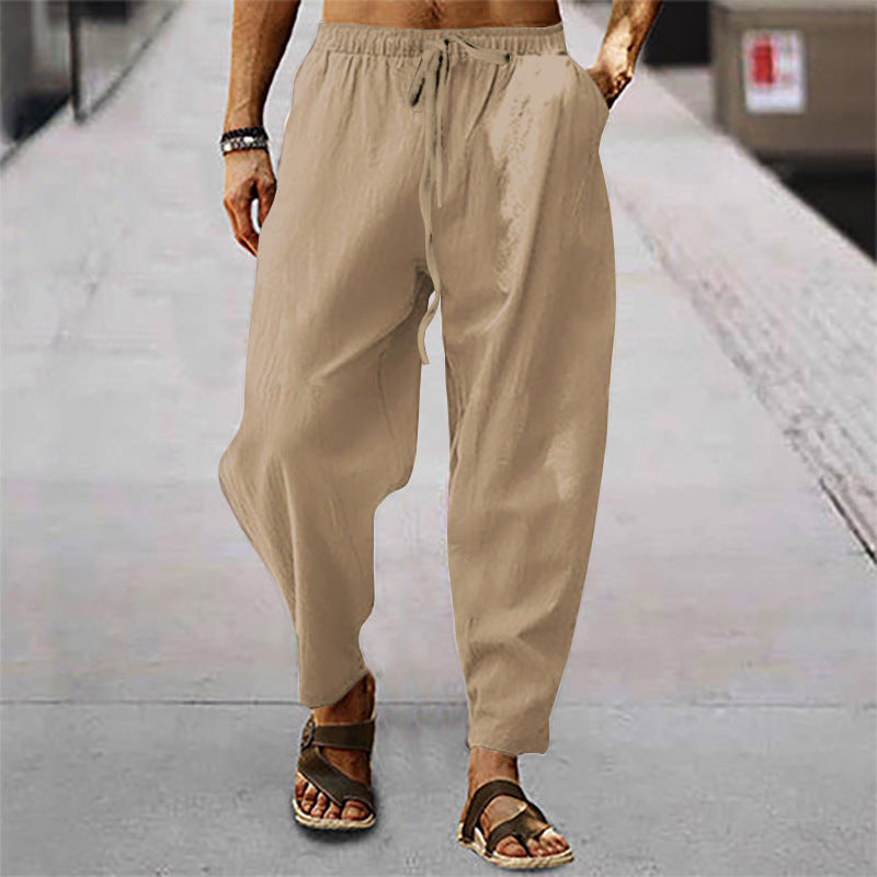 Men's Drawstring Relaxed Fit Lightweight Tapered Summer Trousers