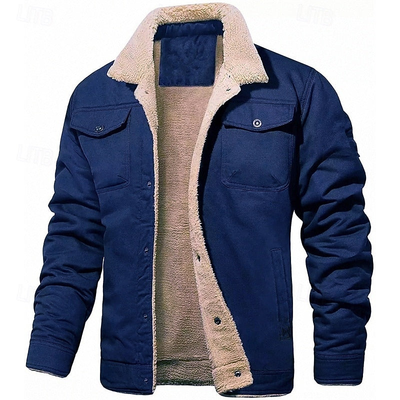 Women's Relaxed-Fit Sherpa Trucker Jacket - Dark Blue