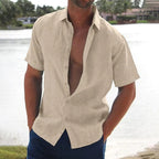 Men's Short Sleeve Linen Shirt Relaxed Summer Button Up