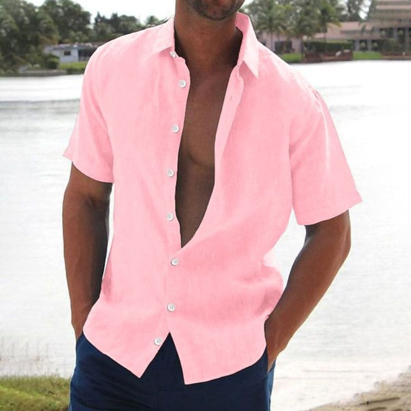 Men's Short Sleeve Linen Shirt Relaxed Summer Button Up