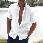 Men's Short Sleeve Linen Shirt Relaxed Summer Button Up