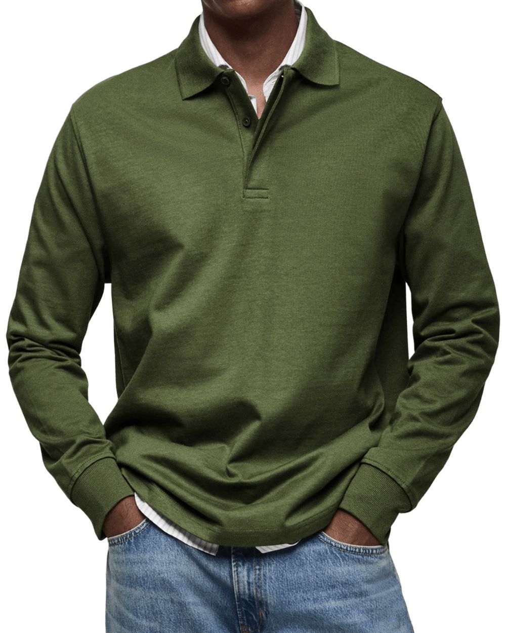 Men's Long Sleeve Polo Soft Smart Casual Knit