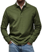 Men's Long Sleeve Polo Soft Smart Casual Knit