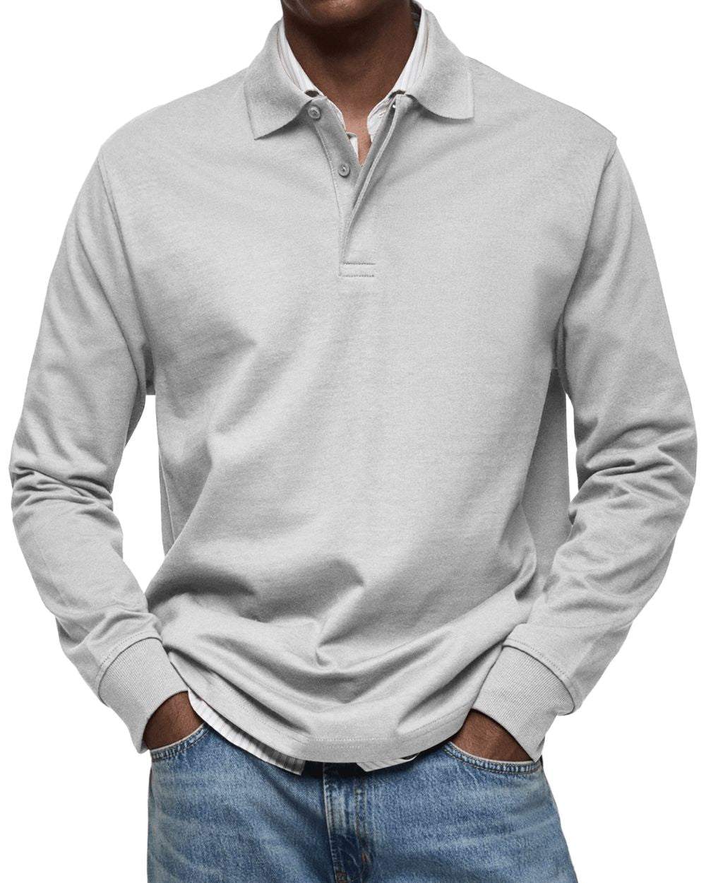 Men's Long Sleeve Polo Soft Smart Casual Knit
