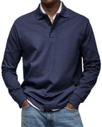 Men's Long Sleeve Polo Soft Smart Casual Knit