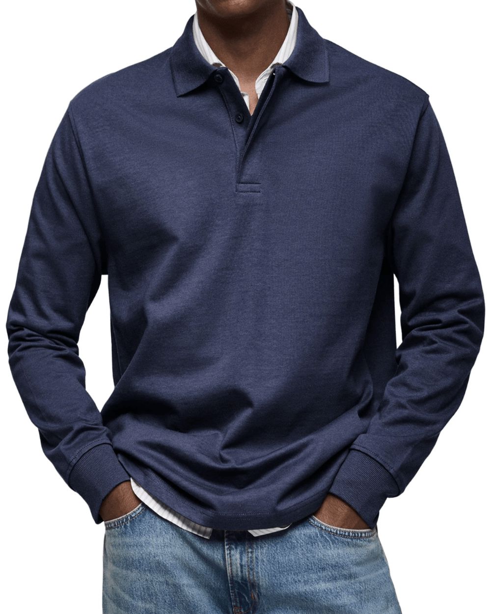 Men's Long Sleeve Polo Soft Smart Casual Knit