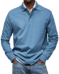 Men's Long Sleeve Polo Soft Smart Casual Knit