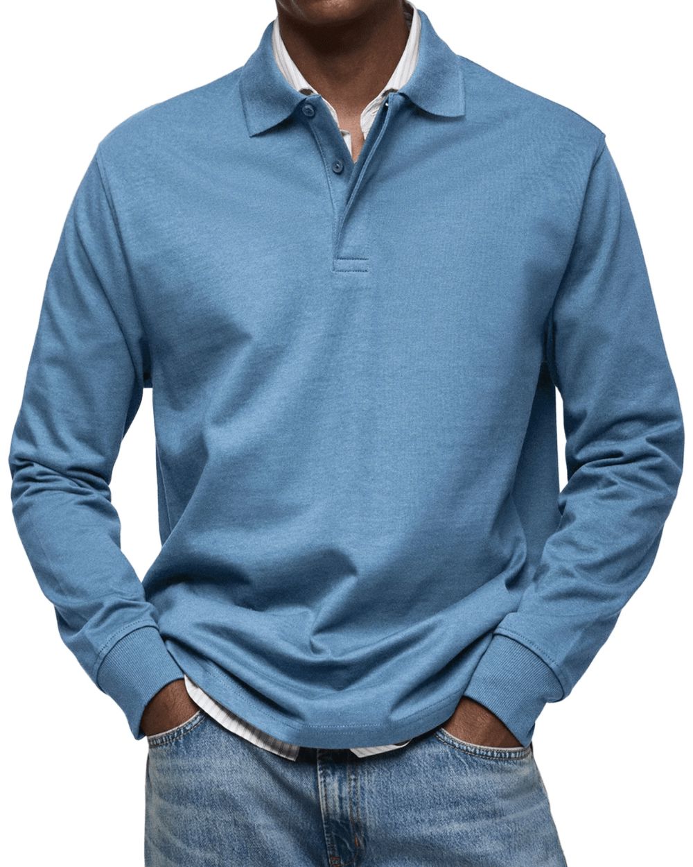 Men's Long Sleeve Polo Soft Smart Casual Knit