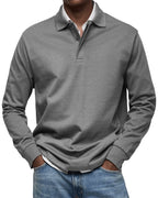 Men's Long Sleeve Polo Soft Smart Casual Knit