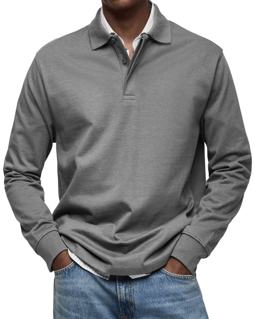 Men's Long Sleeve Polo Soft Smart Casual Knit